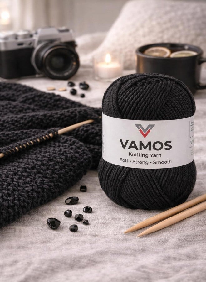 VAMOS Acrylic Hand Knitting & Crochet Yarn - 100g Ball, 4 ply Soft Yarn for Knitting Sweaters, Scarves, Hats, Amigurumi, Babywear & DIY Crafts (Black) - Image 2